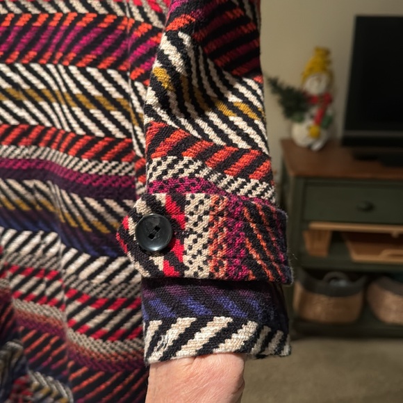 Trina Turk coat, fur collar, multi color, knee length, excellent conditionion - Picture 4 of 6